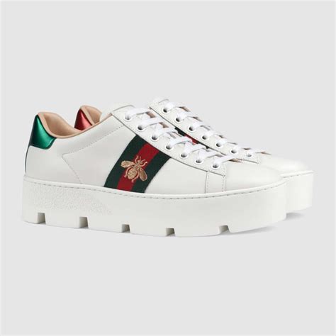 gucci embroidered ace|gucci ace bee platform sneakers.